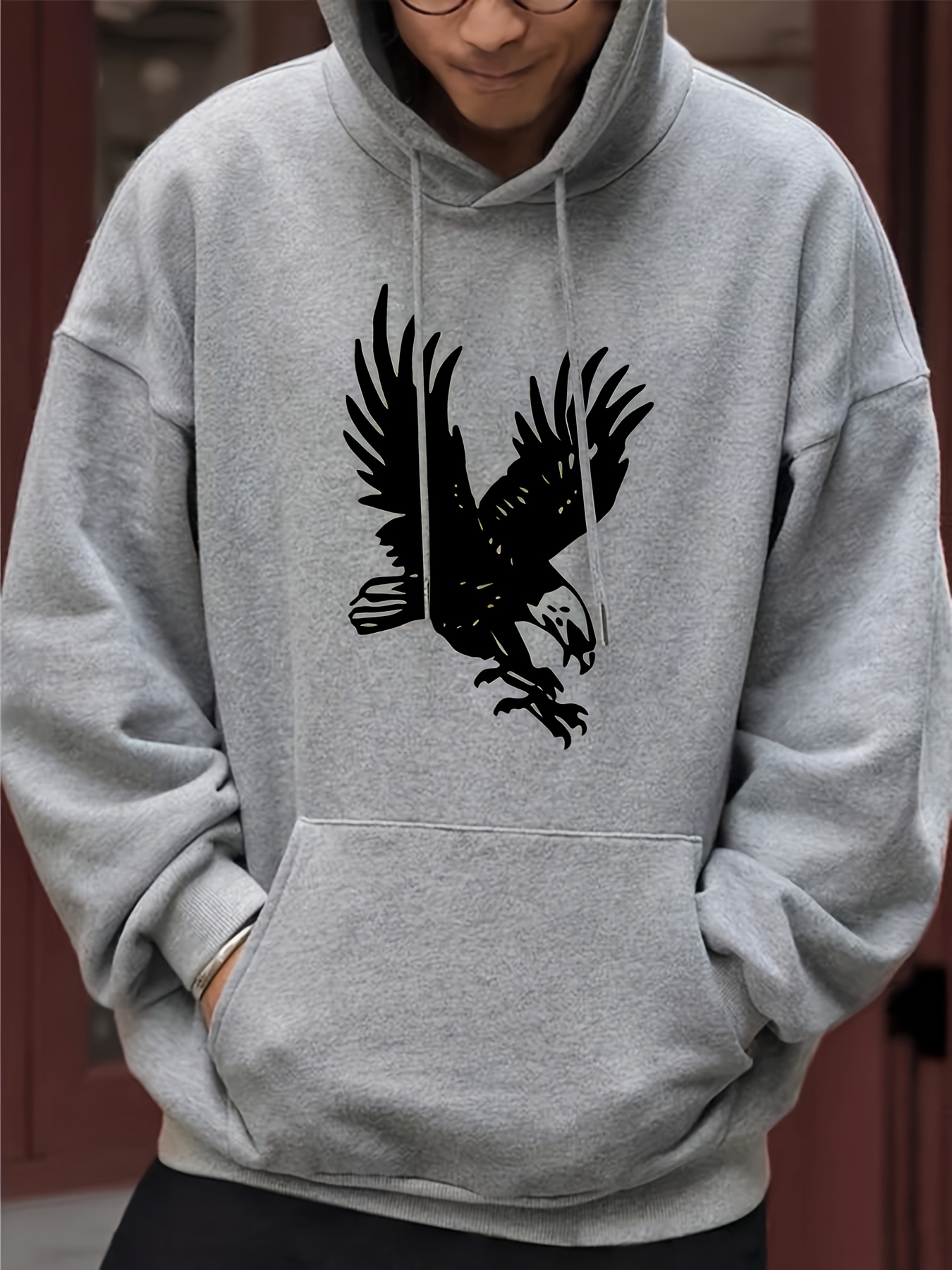 The Eagle Print Trendy Sweatshirt Mens Casual Graphic Design