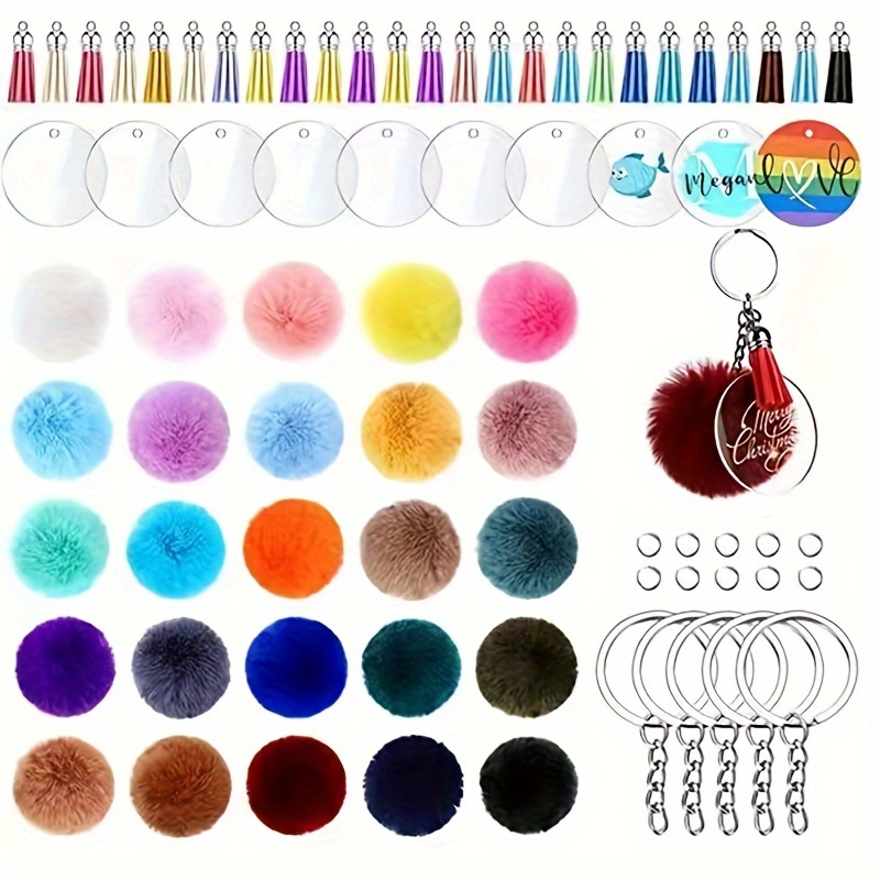 Colored Pom Pom Keychain Bulk Heart Fluffy Fur Puff Ball Key for Women  (18Pcs) at  Women's Clothing store