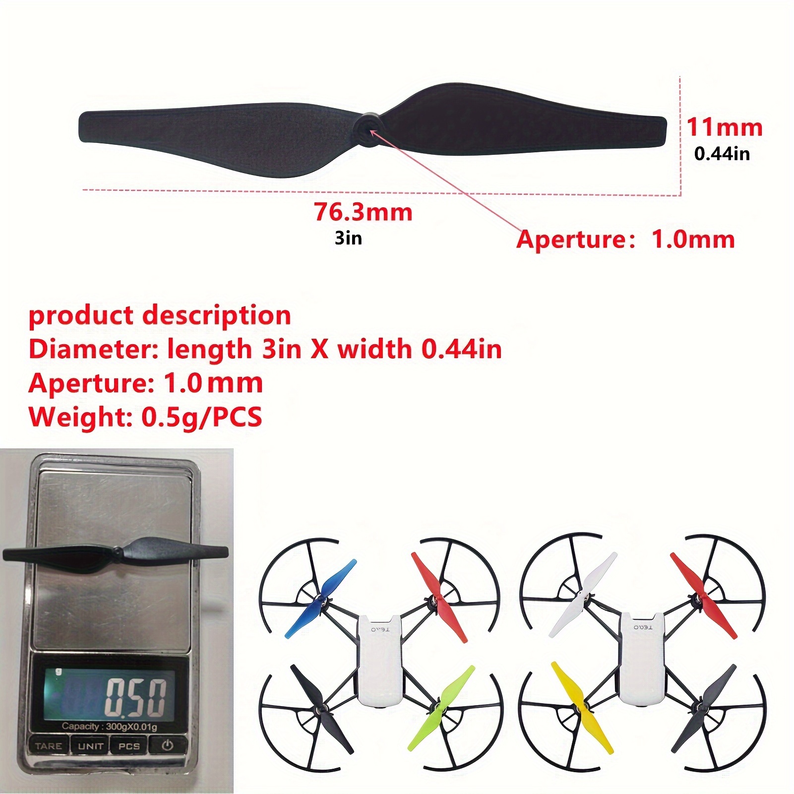 28pcs dji     propeller set durable abs assorted colors black white red yellow gray   spare blades for rc   details 1