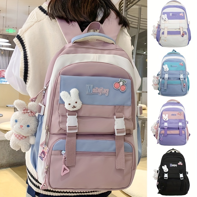 Heart-Print Girls School Backpack Kawaii School Bag Kids Bookbag