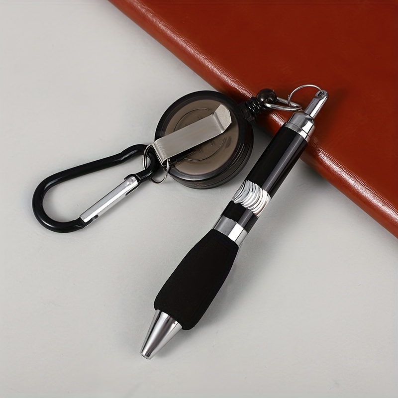 6 Pcs Pull Cord Hiking Keychain Lanyard Pen Belt Clip On Pens