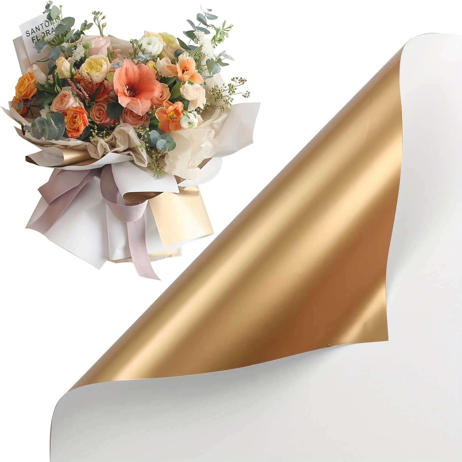 Golden Edge Flower Wrapping Paper Florist Bouquet Diy Craft - Temu