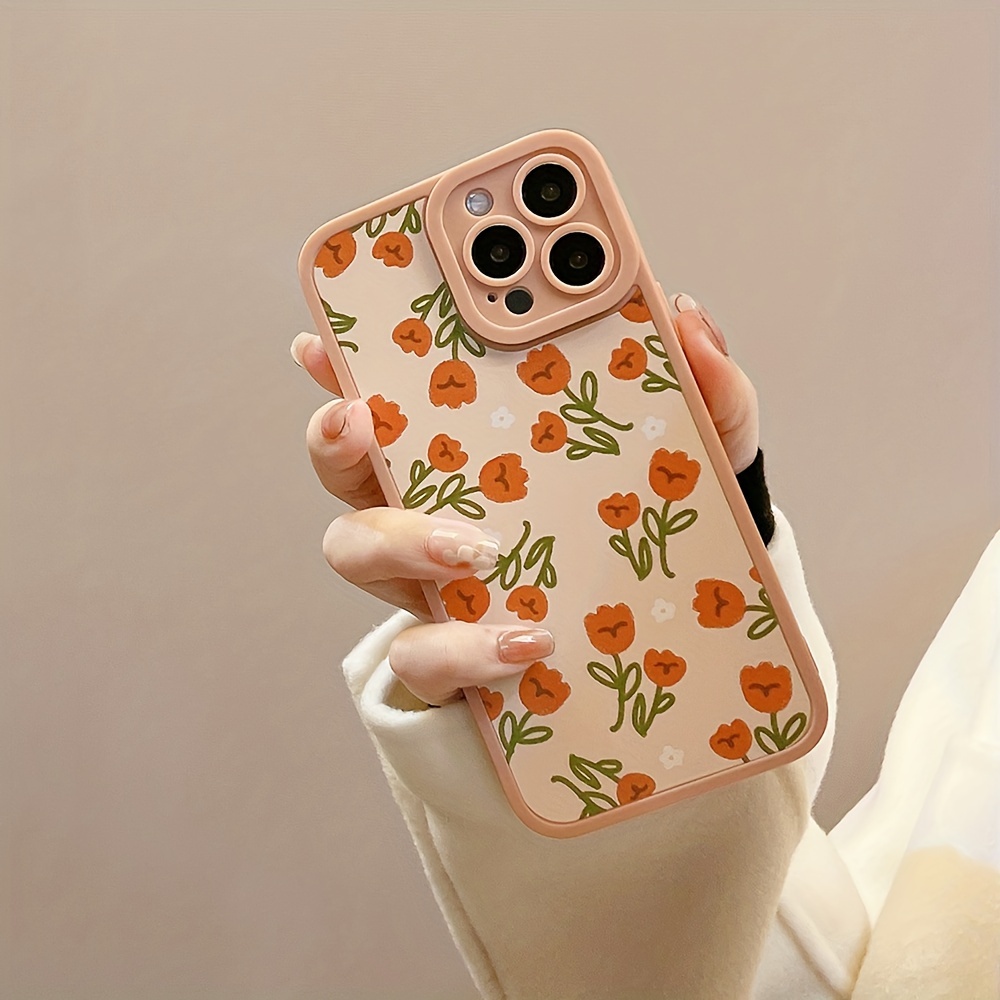 Frosted Sweet Orange Flower Graphic Phone Case Suitable Temu