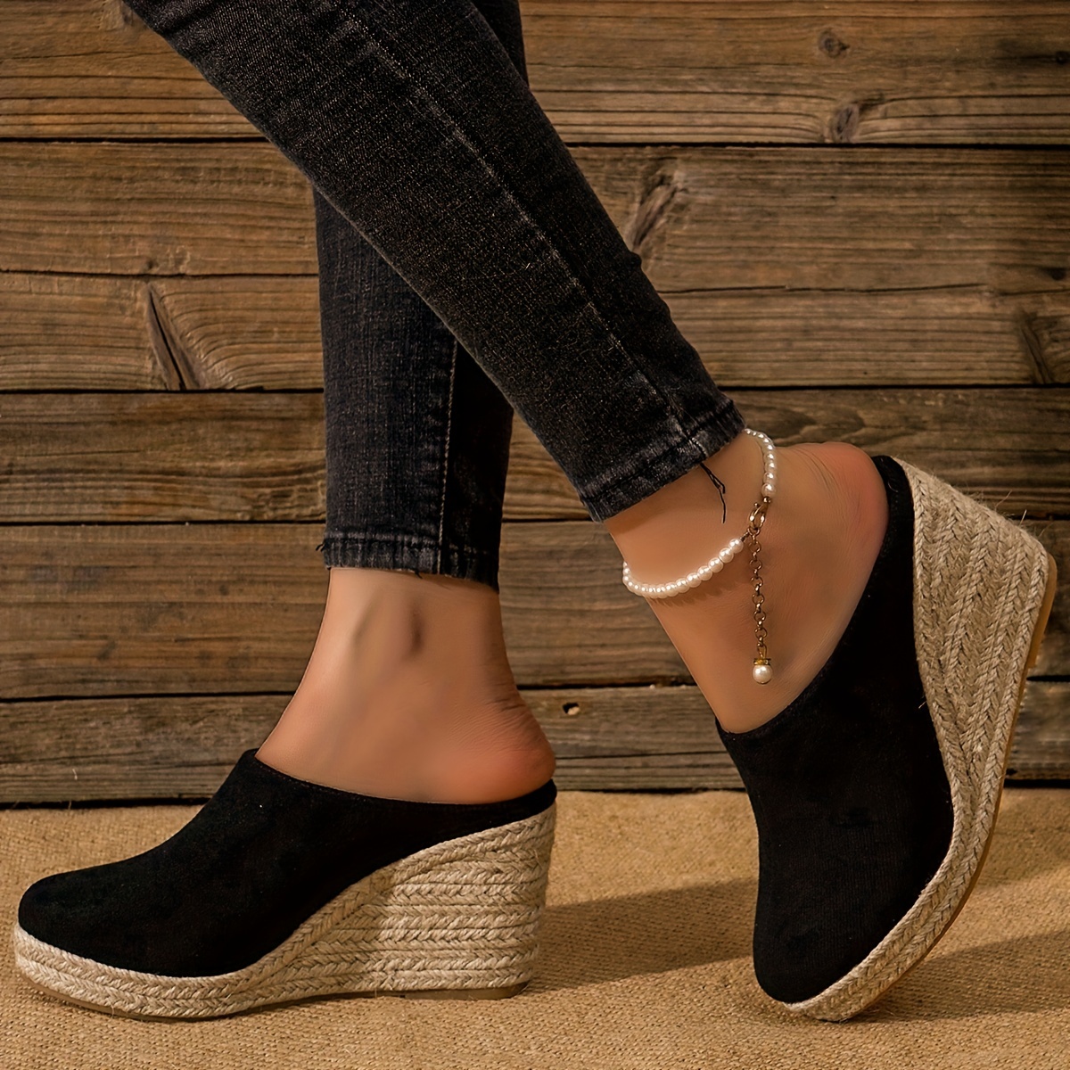 Women's Espadrille Wedge Sandals Comfy Closed Toe Backless - Temu