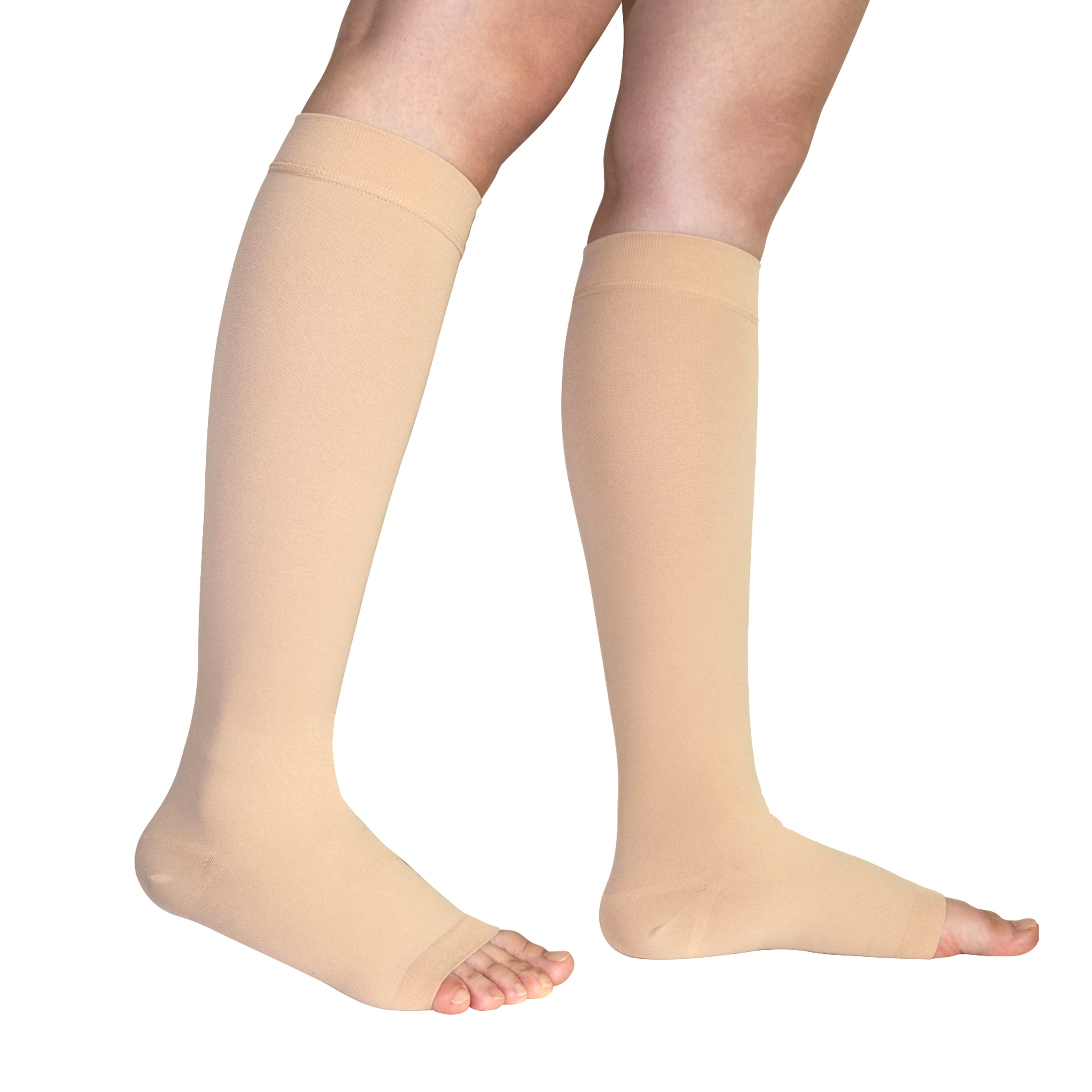 Medias de Compresión 20-30 mmHg hasta la rodilla punta abierta