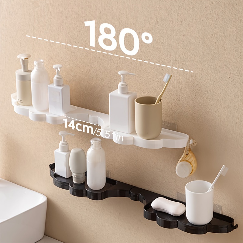 Bathroom Corner Shelf Wall Mount Adhesive Rotating Triangle Shower