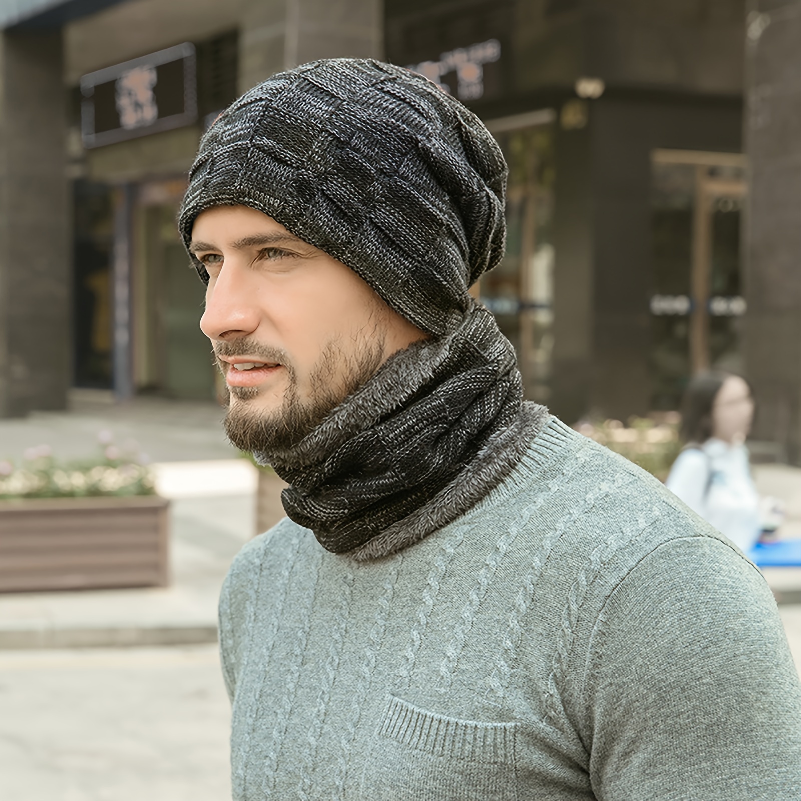 Knitted Men Hat Casual Winter Warm Male Beanies Homme - Temu