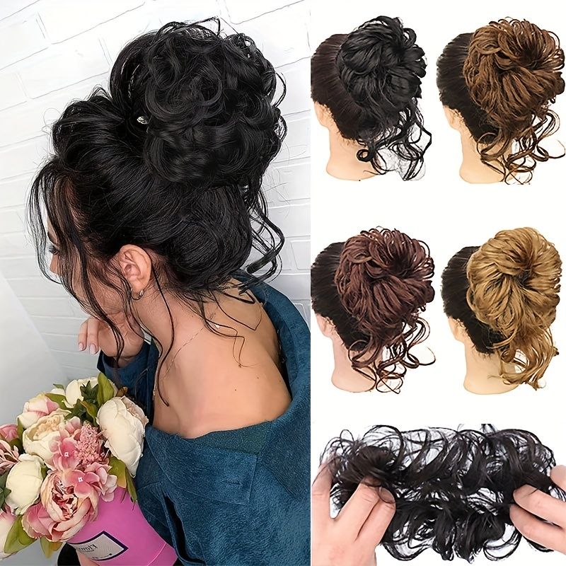 Synthetic Chignon Messy Bun Hair Piece Tousled Updo Hair Bun Extension Wavy  Hair Wrap Ponytail Hairpieces Hair Scrunchies For Women - Beauty & Personal  Care - Temu
