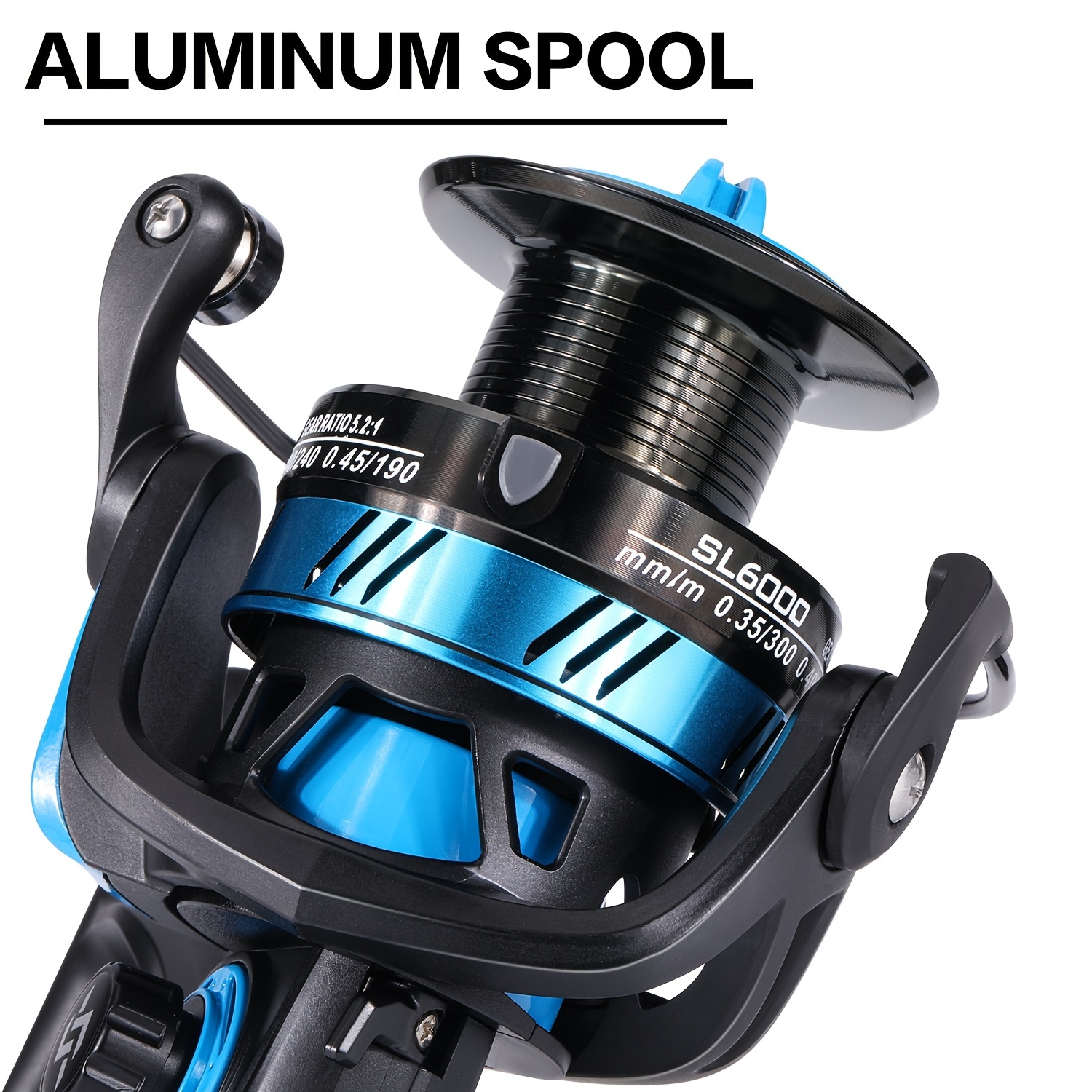 Sougayilang Fishing Reel 6.2:1 High Speed Spinning Reel High Strength  Aluminum Spool