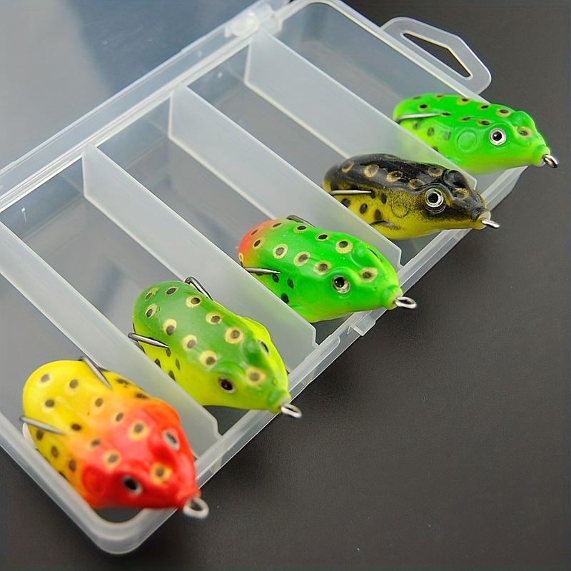 5pcs Premium Frog-Shaped Fishing Baits With Storage Box - Sharp Hooks And  Realistic Design For Topwater Freshwater Fishing