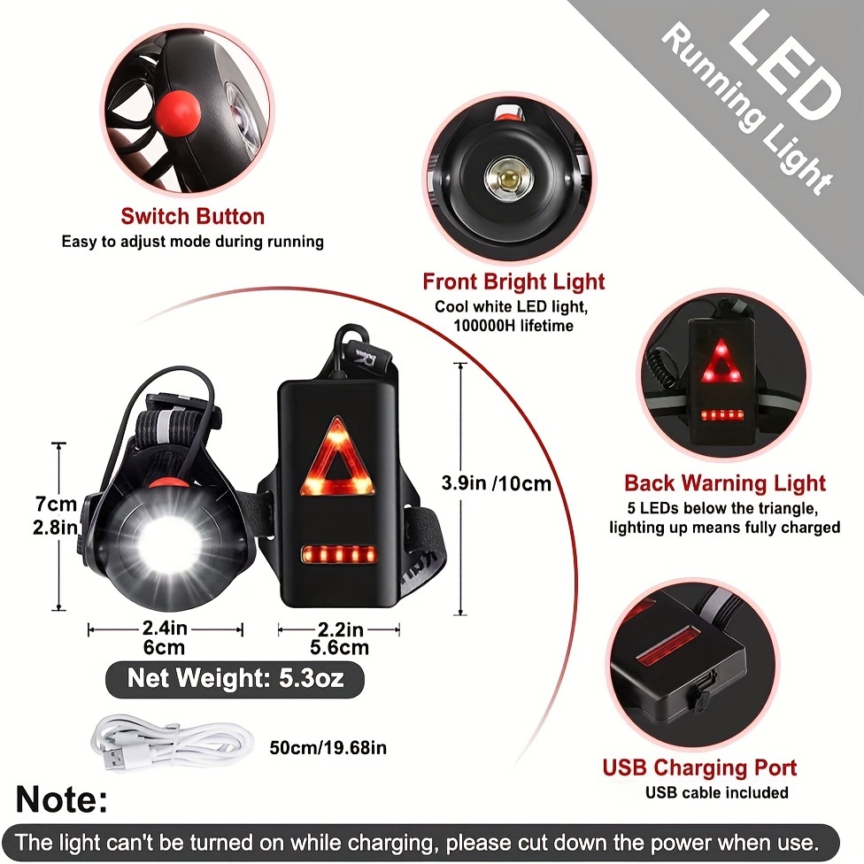 Zenoplige Lauflicht, USB Wiederaufladbare Brustlampe mit Rotes Warnlicht,  LED-Lampen und 3 Lichtmodi, Wasserdicht Lauflampe für Joggen Camping Angeln  Laufen : : Sport & Freizeit