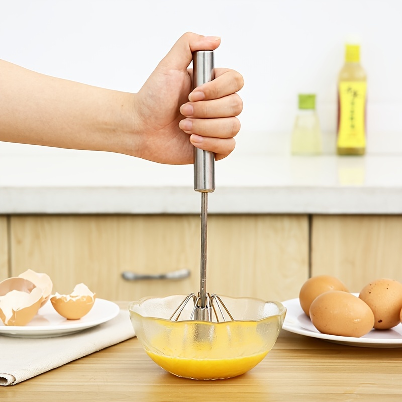  Egg Whisk, 12 Inch Semi-Automatic Egg Beater Stainless