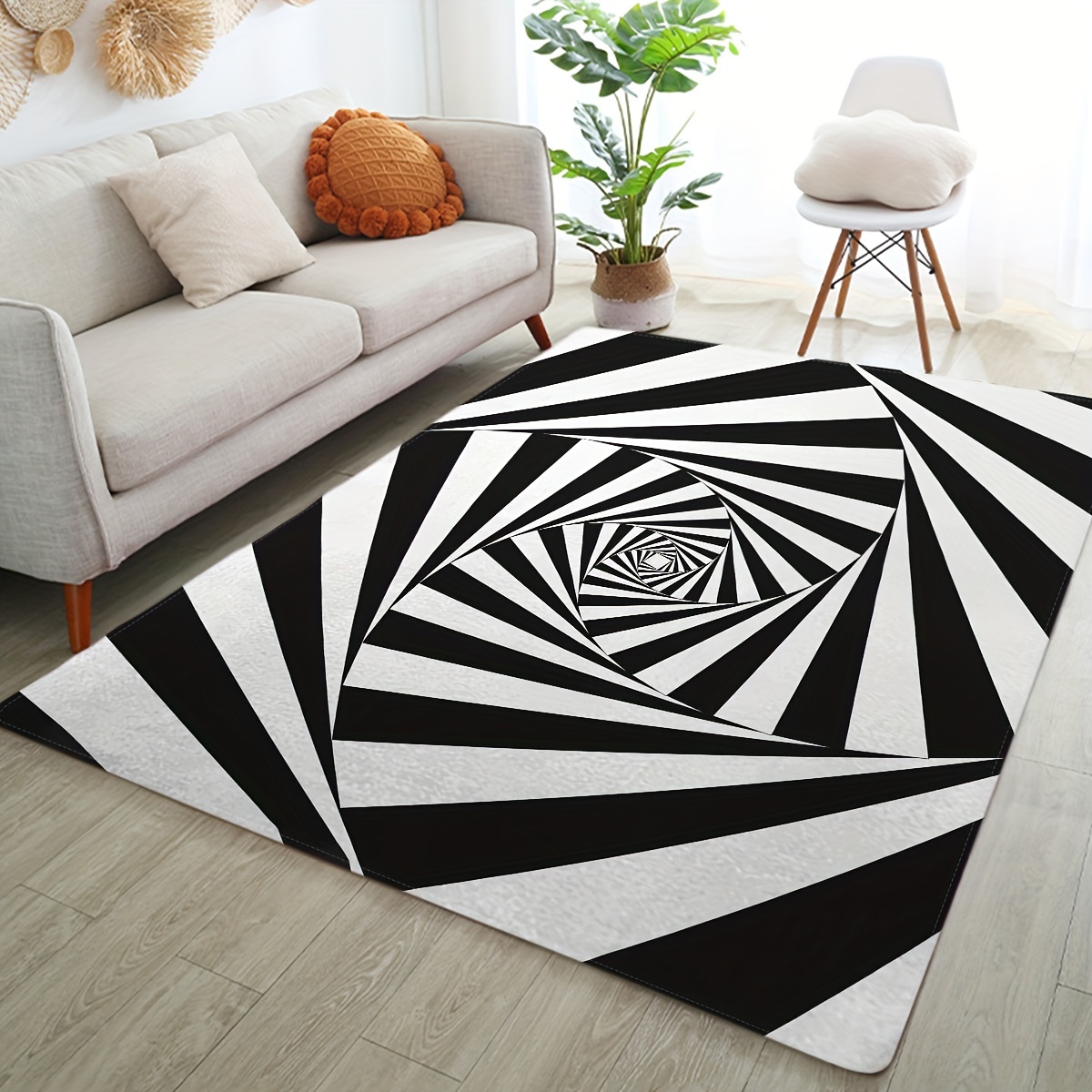 3d Vortex Illusion Rug, 2022 New Black White Plaid Round Rugs 3d Visual  Optical Floor Mat, Abstract Geometric Non-slip Optical Illusion Rug For  Living Dinning Room Bedroom Kitchen