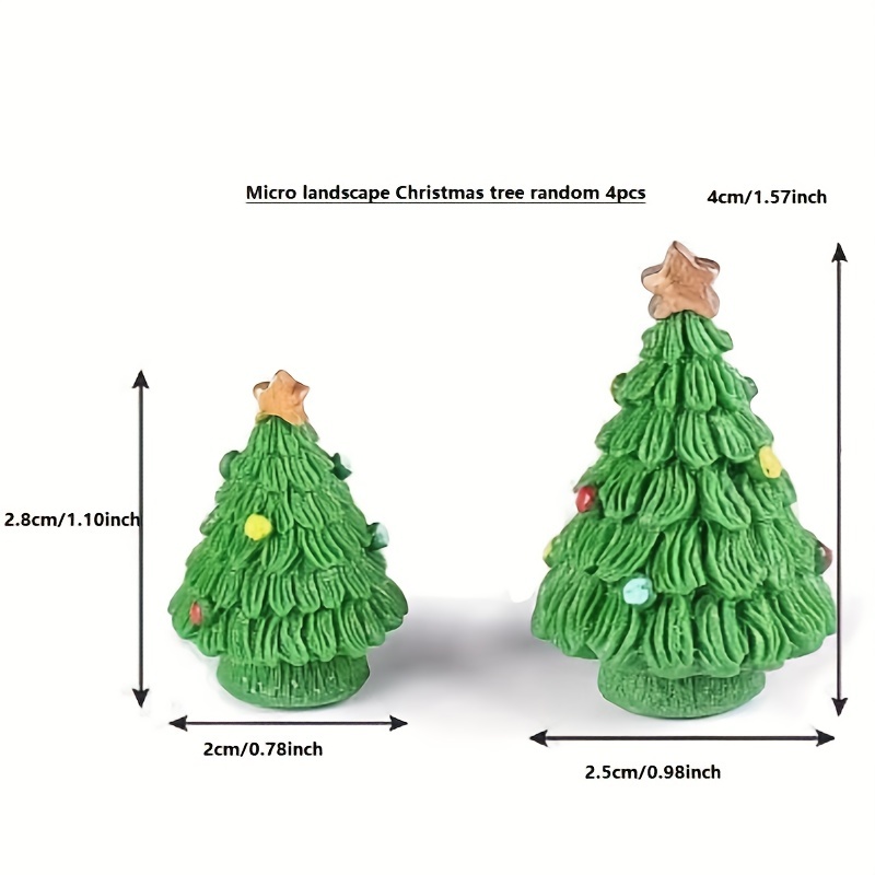 4pcs Christmas-themed Miniature Ornaments, Cute Decorative Display