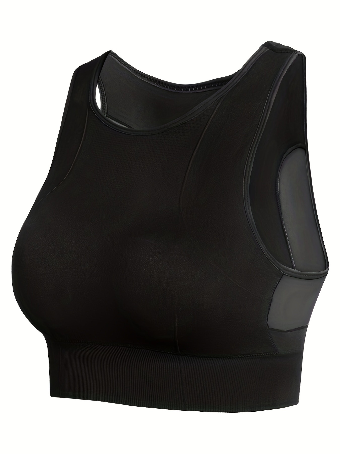 Solid Color Non wireless Mesh Shockproof Breathable Bra - Temu