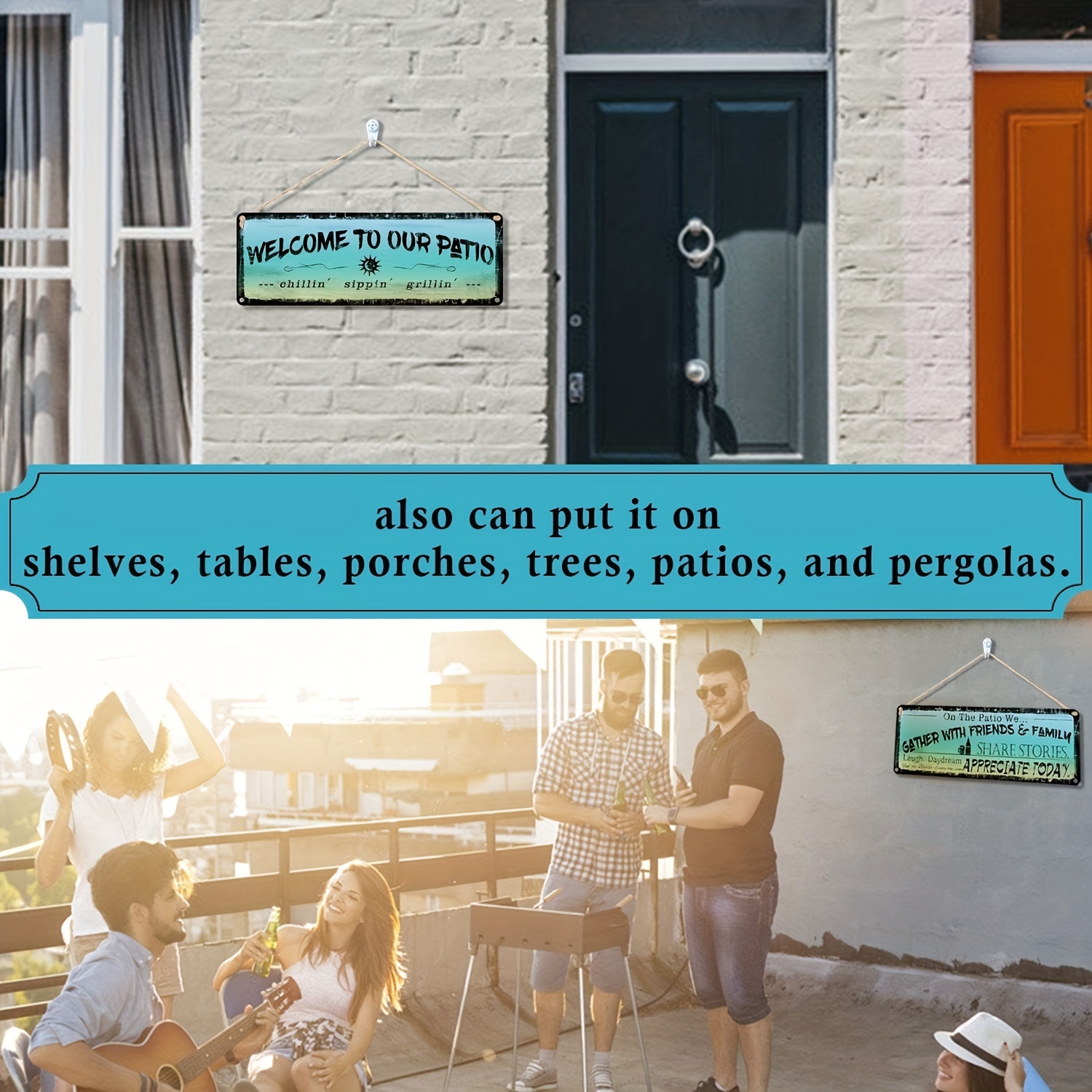 To Our Patio Metal Sign, Large Size 16 X 6, Outdoor Decoration