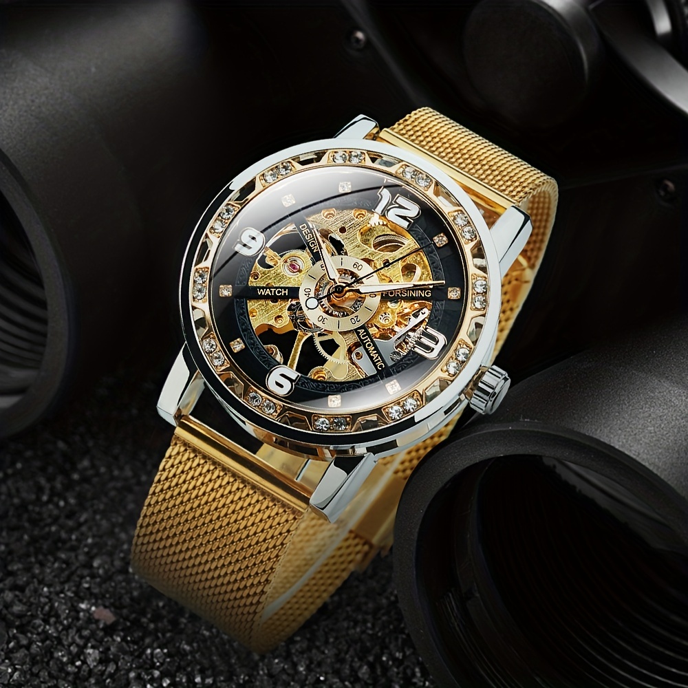 Skeleton watch 2025 rhinestone timepiece