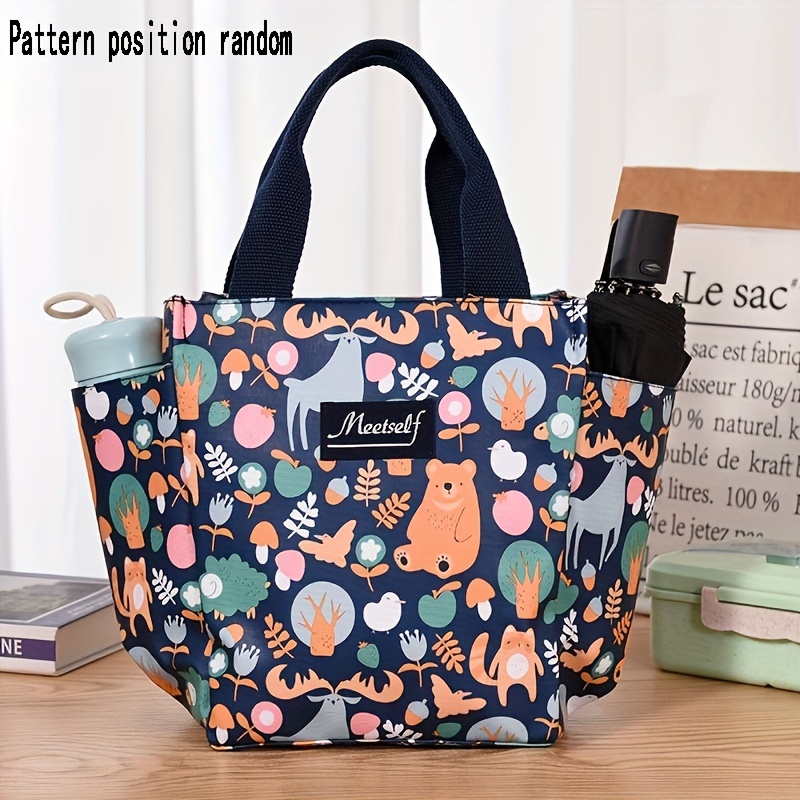 Women's Print Canvas Handbag, Waterproof Lunch Bag - Temu