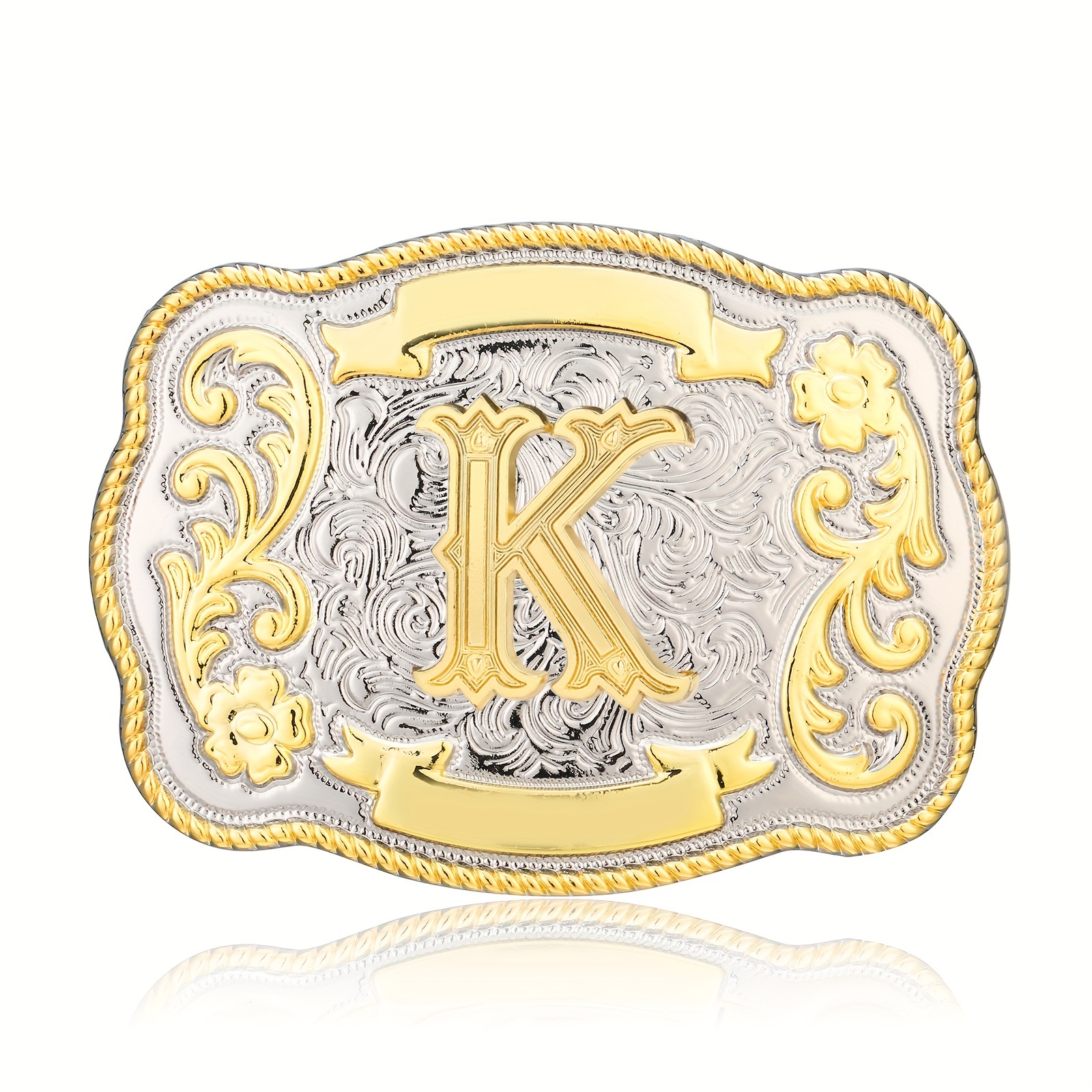 Hebillas de cinturón de vaquero de moda para hombres letras iniciales A a Z  hebilla de cinturón occidental,Oro