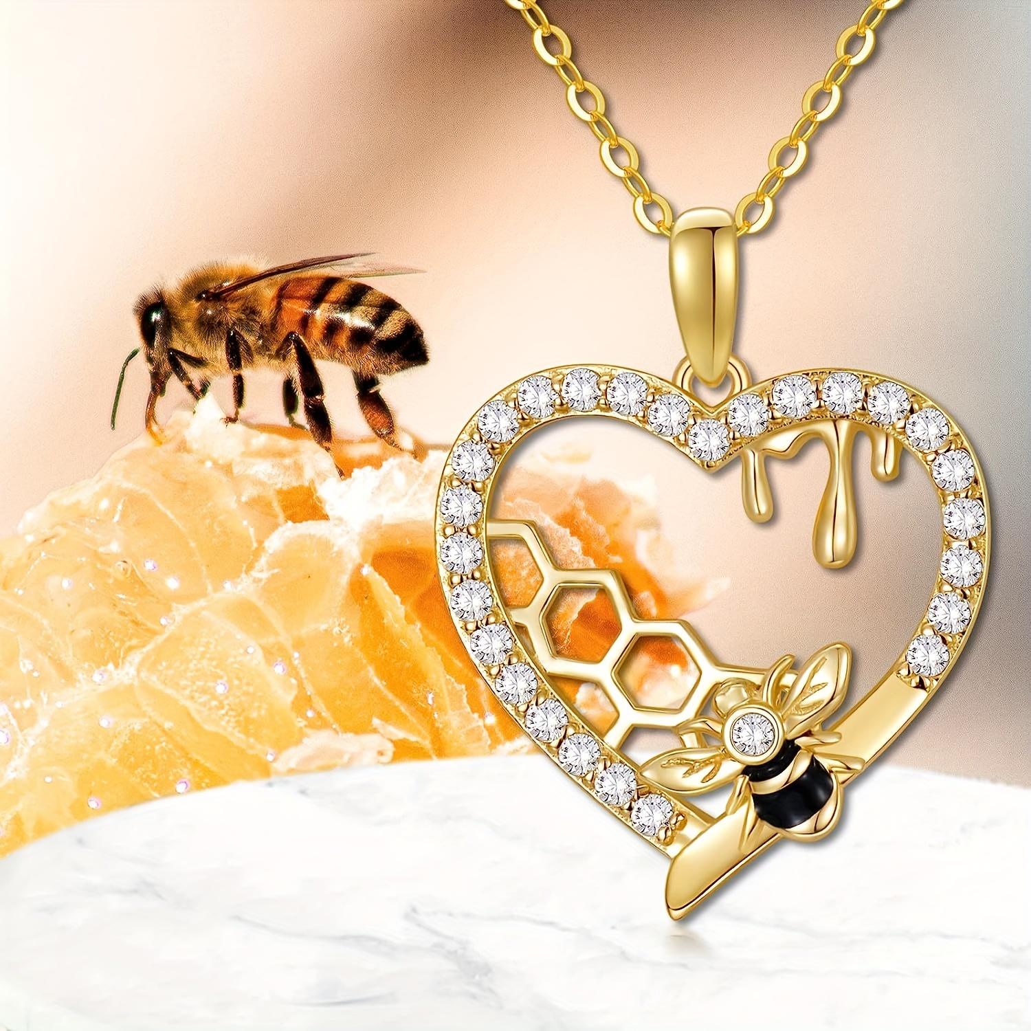 Honeycomb hot sale heart necklace