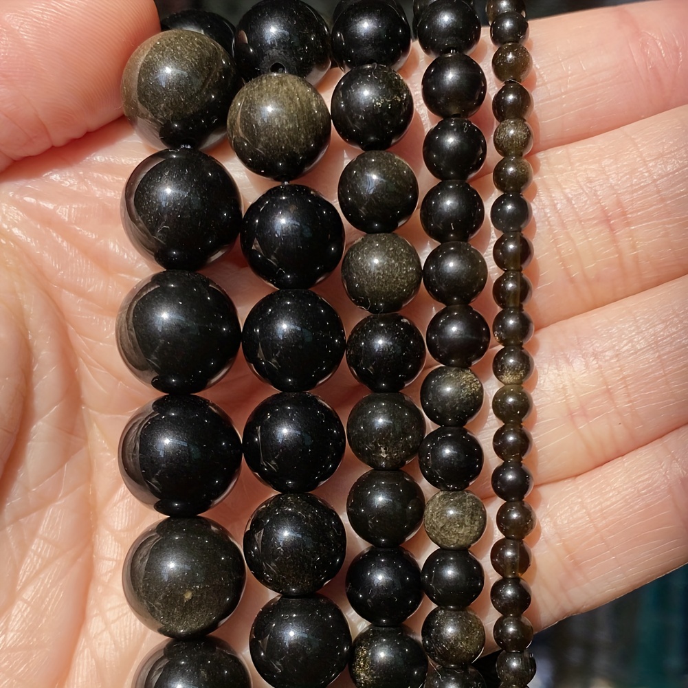 Black Obsidian Beads 4mm-12mm For Jewelry Making DIY Bracelets Necklace