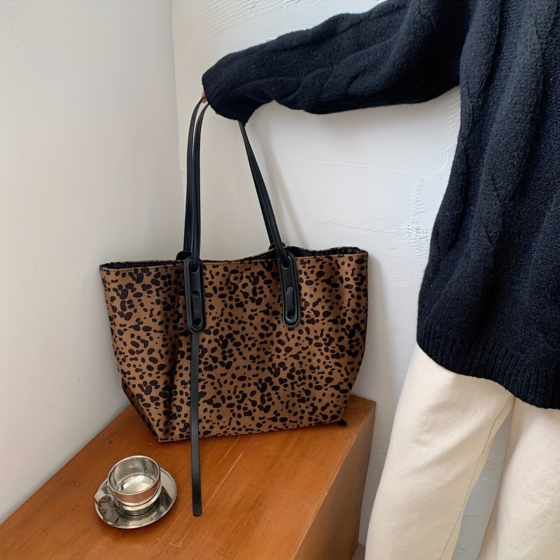 Leisure And Fashionable Pu Material Leopard Print Shoulder & Hand Tote Bag  With Capacity Design