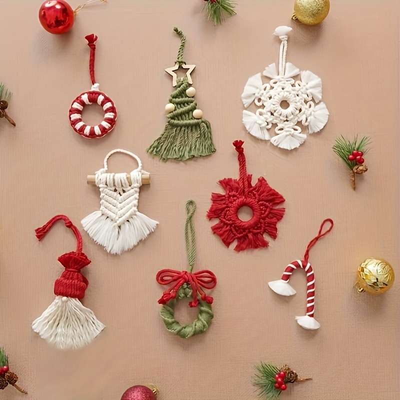 8pcs/set, Ornament Craft Kit, Macrame Diy Kit, Art Kits For Adults, Home  Decor Craft, Macrame Ornaments, Modern Christmas, Rustic Farmhouse, For  Famil