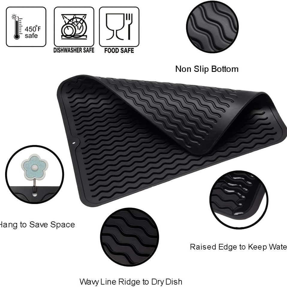 Drain Mat Silicone Wavy Draining Mat Drying Mat For Kitchen - Temu