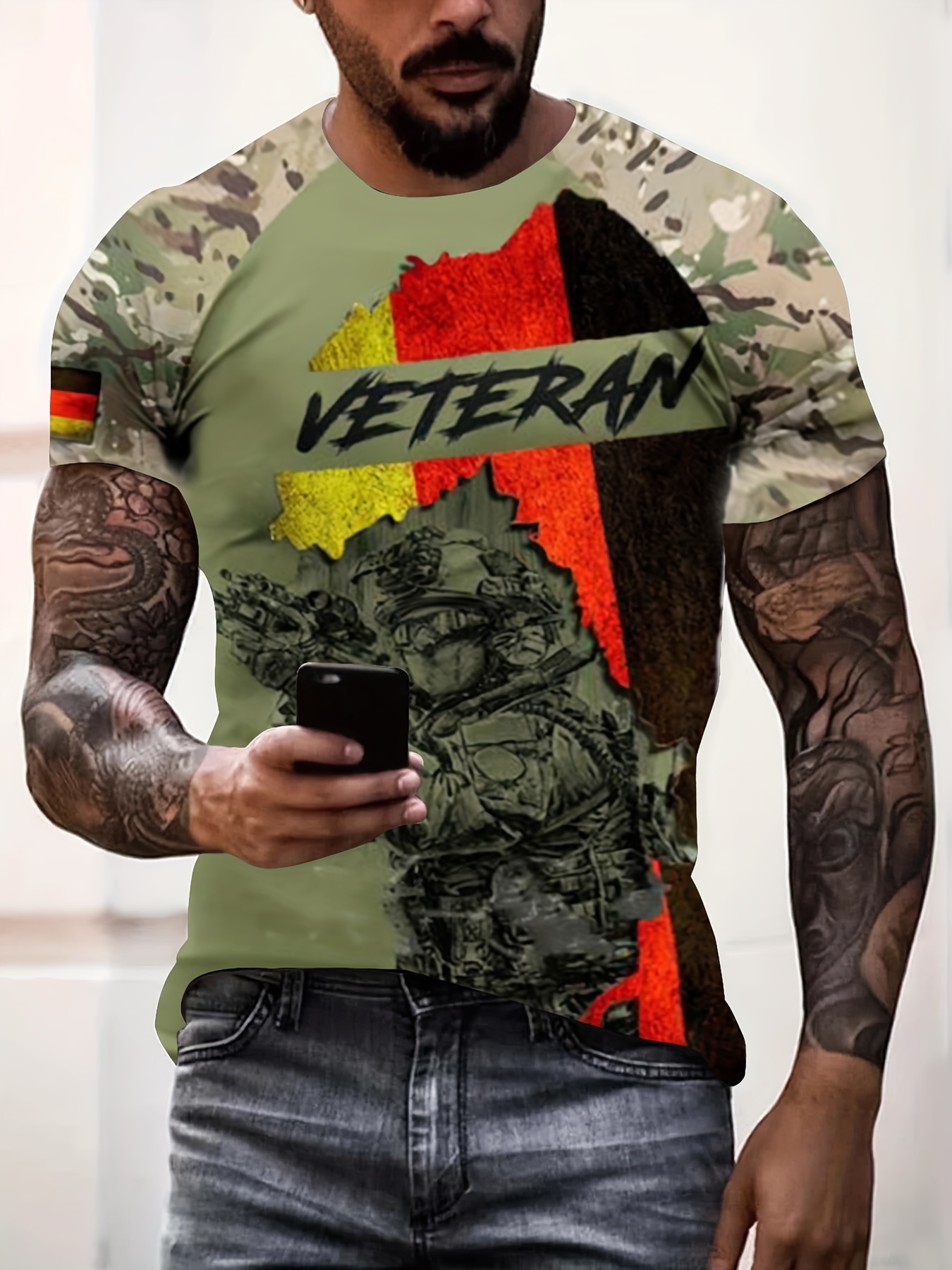  Soldier - Camiseta de manga larga para hombre, diseño militar  de camuflaje con estampado de camuflaje y cuello redondo, para otoño,  casual, cómoda, para correr, Verde : Ropa, Zapatos y Joyería