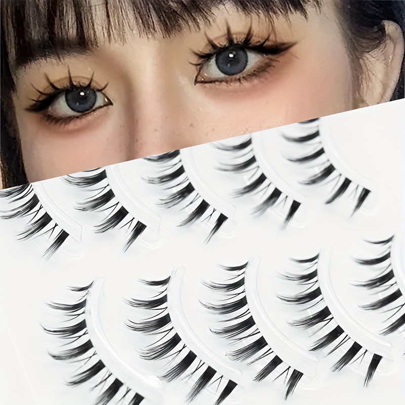 Manga Lashes Pointed Cat Eye Lashes, Natural Look Anime False Eyelashes  Individual Wispy Korean Makeup Eyelashes Clusters, Asian Chinese Japanese Fake  Eyelashes - Temu