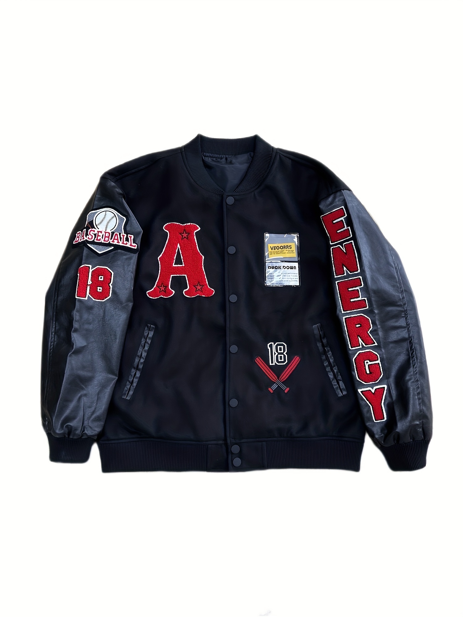 Plus Size Men's Vintage American Color Block Baseball Jacket, Loose  Oversized Leather Jacket Coat, Outdoor Sports Windbreaker Jacket - Temu