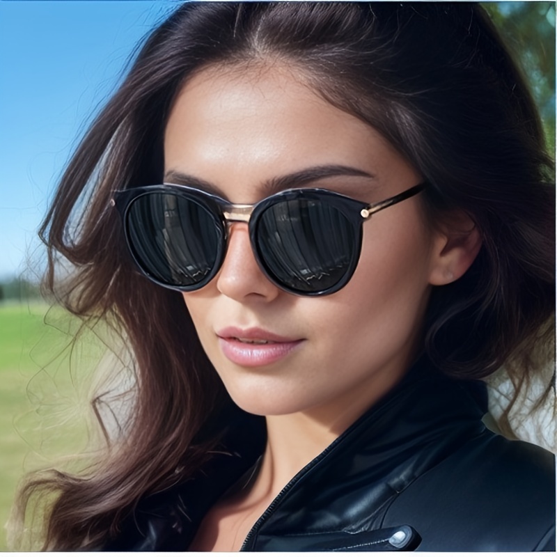Large Frame Sunglasses Fashion Flat Top Round Sunscreen - Temu Canada