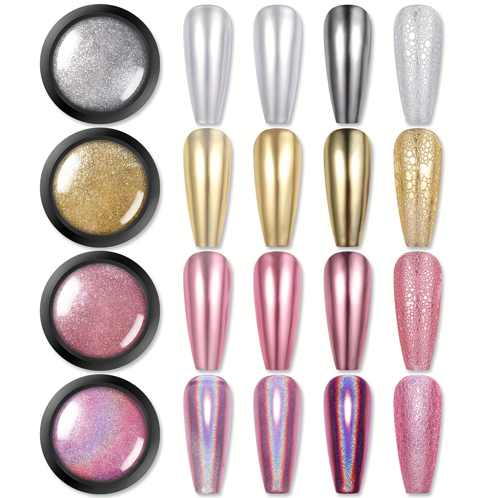 Chrome Nail Powder Metallic Mirror Powder Holographic - Temu United Arab  Emirates