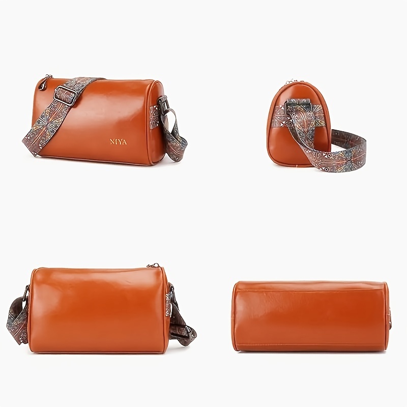 Small vintage leather Boston bag European American popular style cross –  Alexel Crafts