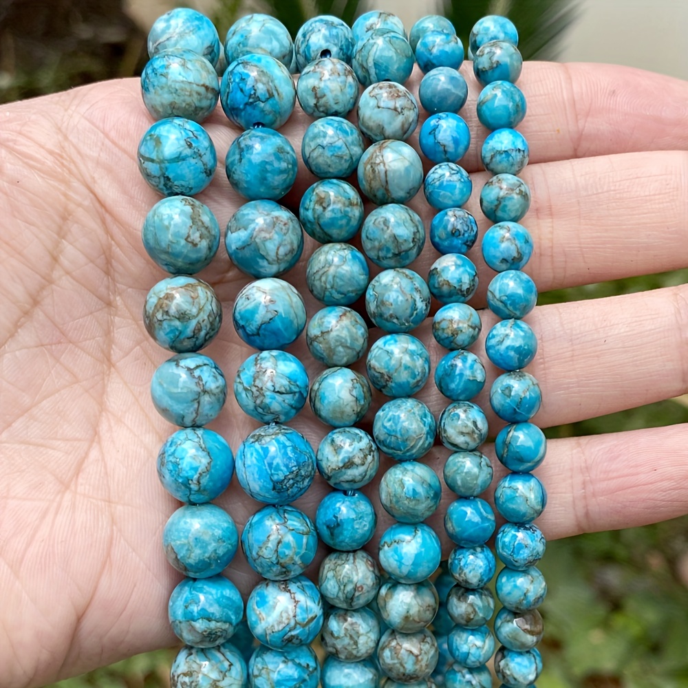 BEADIA Natural Blue Turquoise Spacer Beads Caps Loose Semi