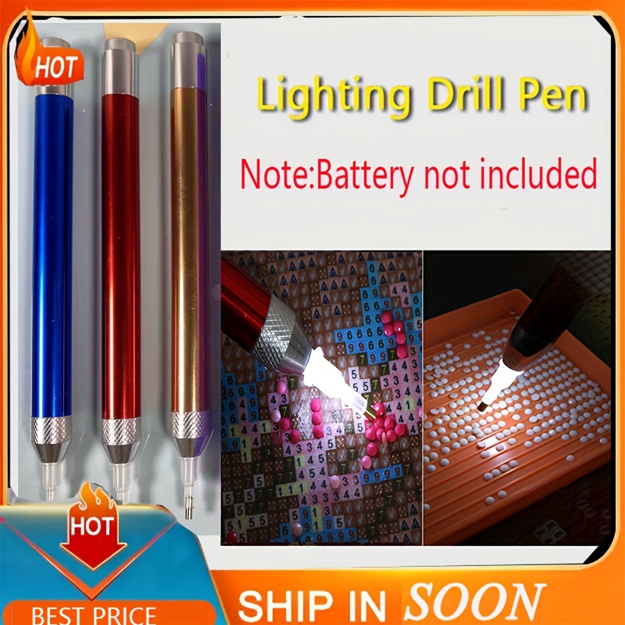 2pcs LED Luminous Point Drill Pen Comfortable Diamond Drawing Pen 5D Light  Up Pens for Diamond Drawing Art DIY Crafts Diamond Art Accessories