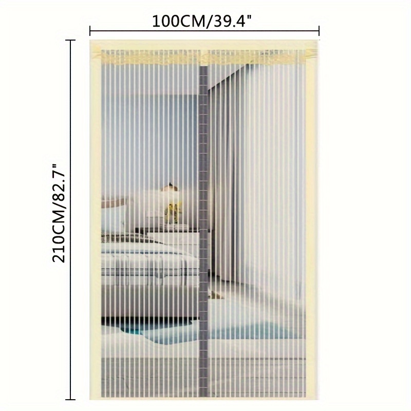 Beige Striped Window Blind Bug proof Pinch free Door Curtain - Temu Ireland