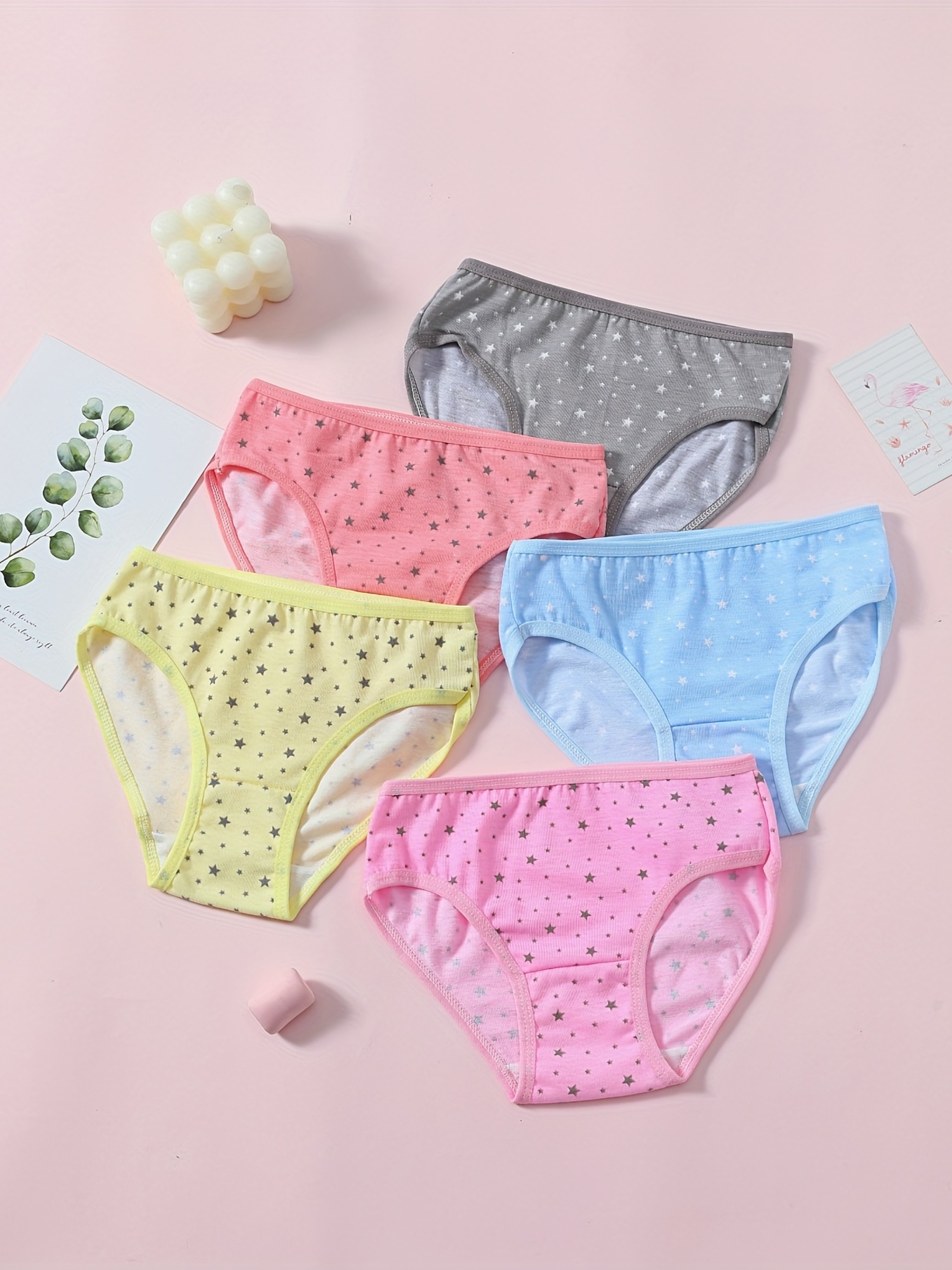 Girl's Breathable Briefs Color Clash Cotton Panties Comfy - Temu