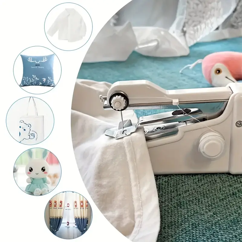 1pc handheld sewing machine mini sewing machines portable sewing machine quick handheld stitch tool for fabric cloth clothing battery not included self prepared 4 aaa batteries 9