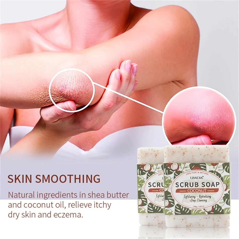coconut oil exfoliating scrub soap skin shrink rich 100g bath body foam acne herbal handmade pores soap natural details 4