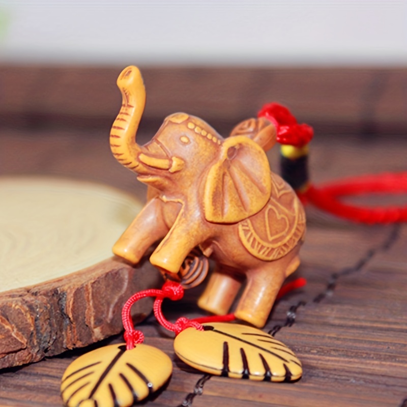 Chinese Lucky Keychain Vintage Pure Copper Pattern Elephant Nose Shape  Keyring Car Key Chain Ring Holder Jewelry DIY Key Hanging