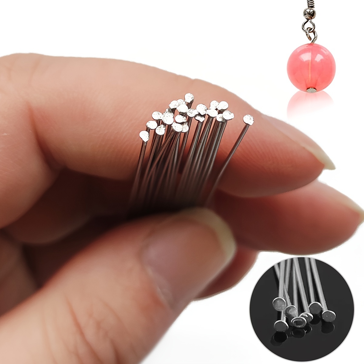 100Pcs Flat Head Pins For Jewelry Making, Stainless Steel Flat Head Pins  Jewelry Head Pins For Diy Earring Bracelet Necklace Craft