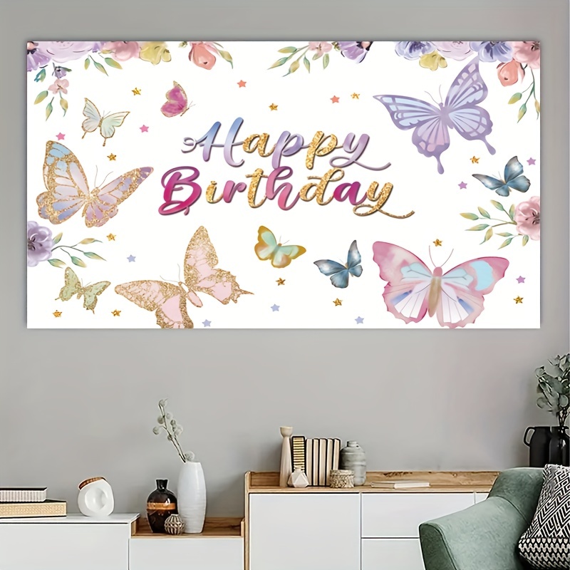 "A Little Butterfly Is On The Way" Baby Shower Decal - Purple Vinyl Backdrop Sign For Gender Reveal