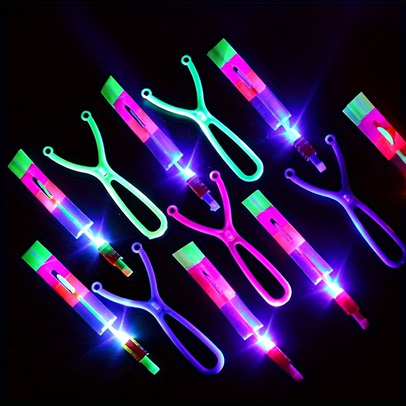 4pcs Amazing Light Toy Arrow Rocket Helicopter Flying Toy LED Light Toys Party Fun Gift Rubber Band Catapult details 5