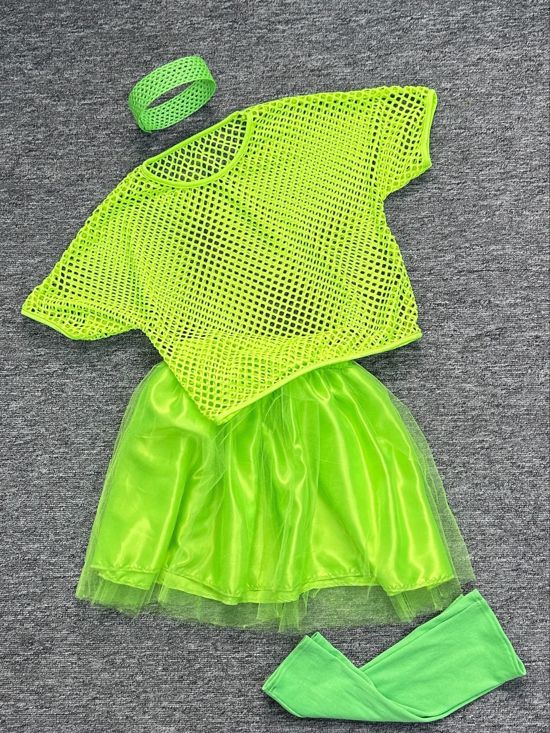 Women's 80's Rock Neon Zebra Green Dance Costume - Temu