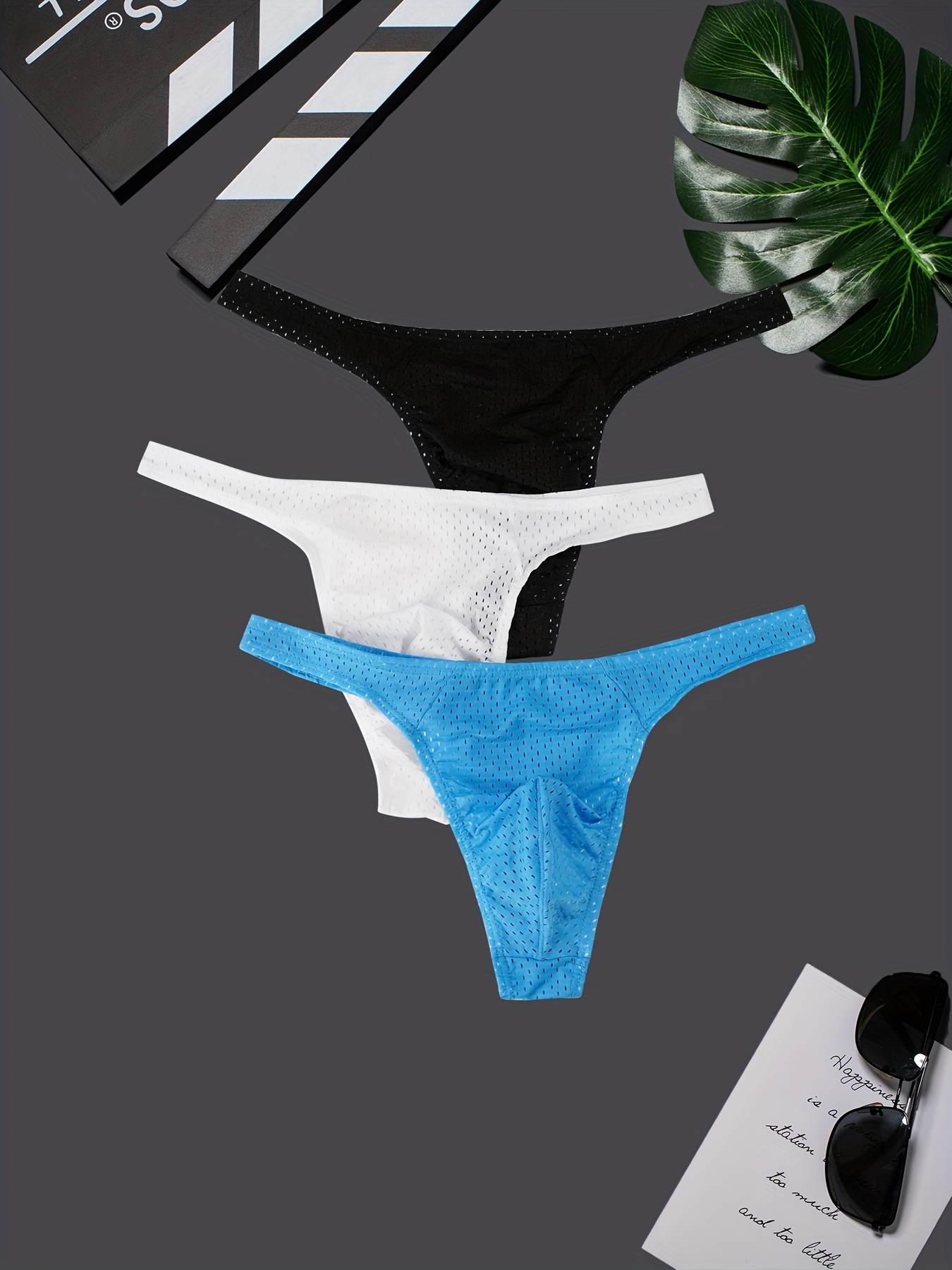 3pcs Men's Sexy Fashion Mesh Breathable Comfortable Briefs Thongs &  G-Strings, Men's Underwear