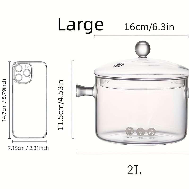 5 Liter Borosilicate Clear Glass Cooking Pot Cookware Set with