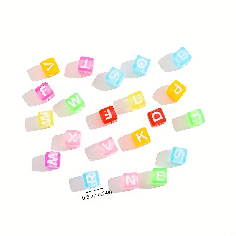 Bag Mixed Acrylic Colorful Letter Beads Square Loose Beads - Temu