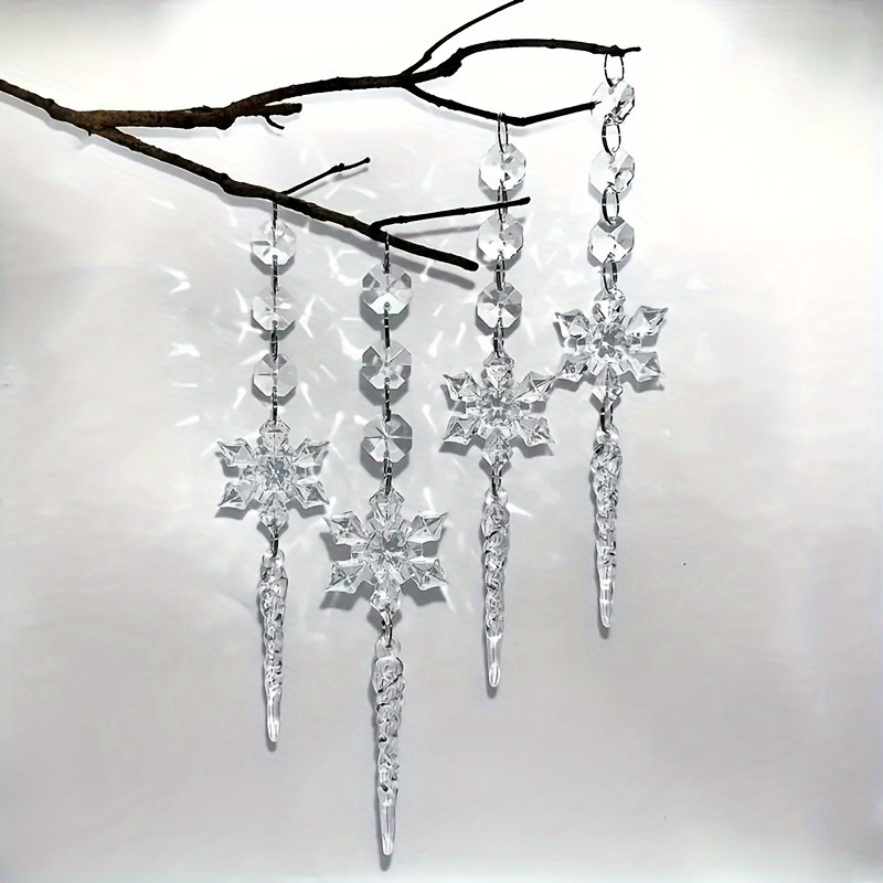 Transparent Plastic Crystal Snowflake Pendant Ornament - Temu