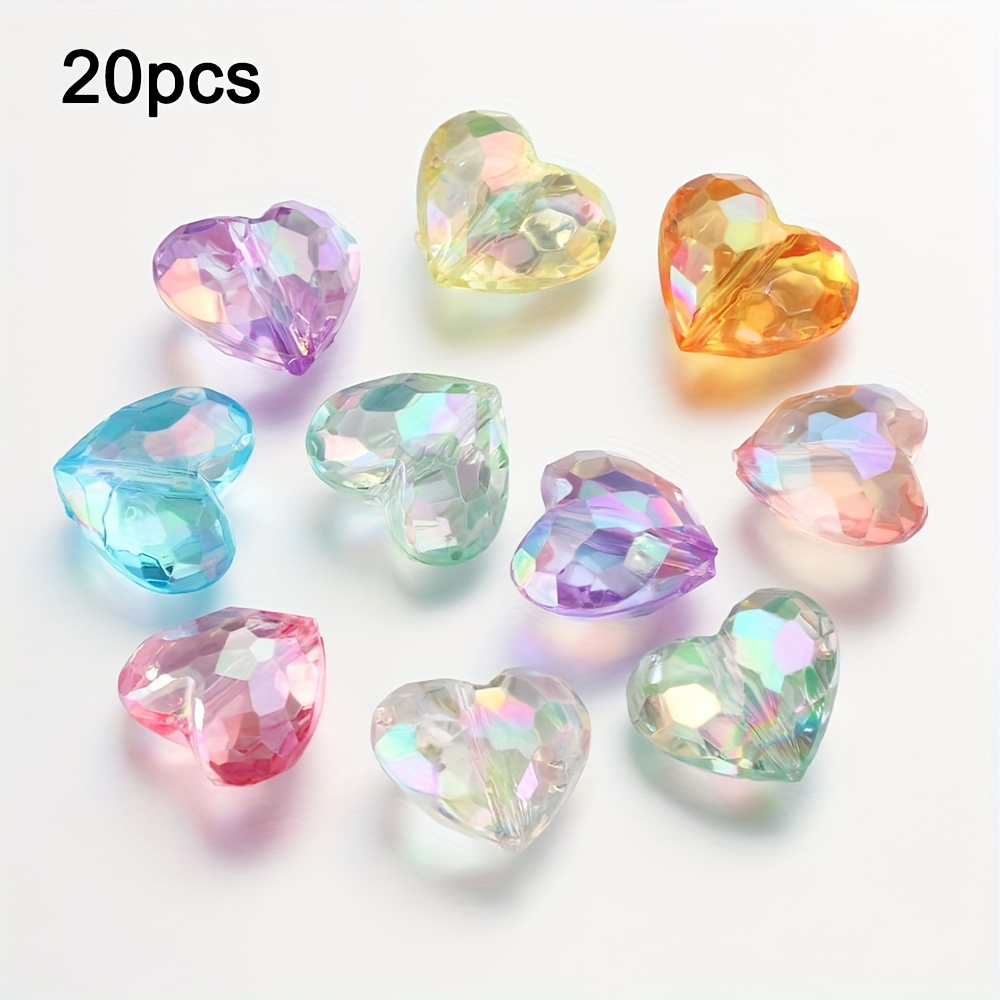 Image of 20pcs Large Acrylic Love Ab Color Crystal Loose Spacer Beads For Necklace Bracelet Pendant Jewelry Making Supplies